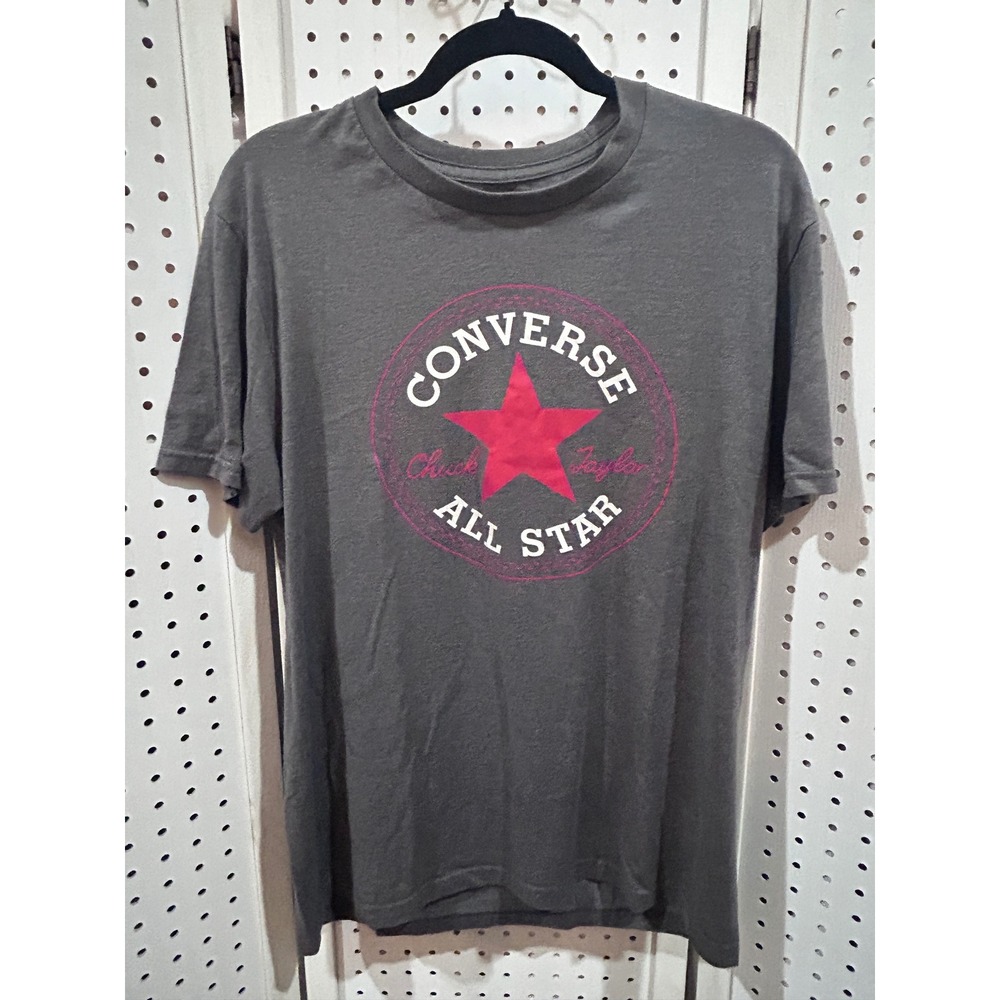 Converse All Star Chuck Taylor‎ T Shirt Gray Red Logo Short Sleeve Tee